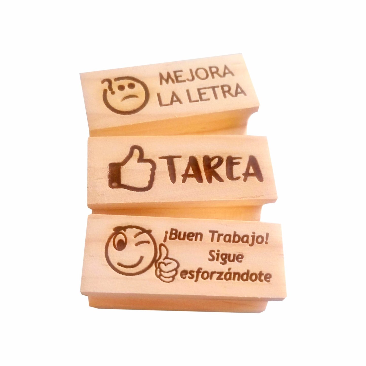 Sellos Tarea - Mejora La Letra - Buen Trabajo. Set De 3 Pzas