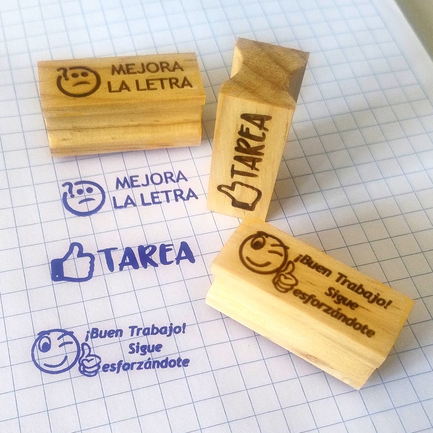 Sellos Tarea - Mejora La Letra - Buen Trabajo. Set De 3 Pzas
