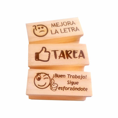 Sellos Tarea - Mejora La Letra - Buen Trabajo. Set De 3 Pzas